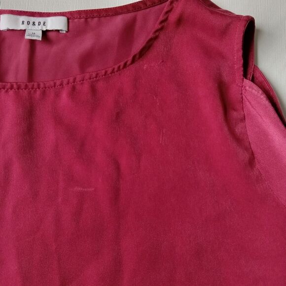 Ro & De Maroon Red Lace Up Bell Sleeve Cold Shoulder Blouse Women's Size Medium - Picture 9 of 15